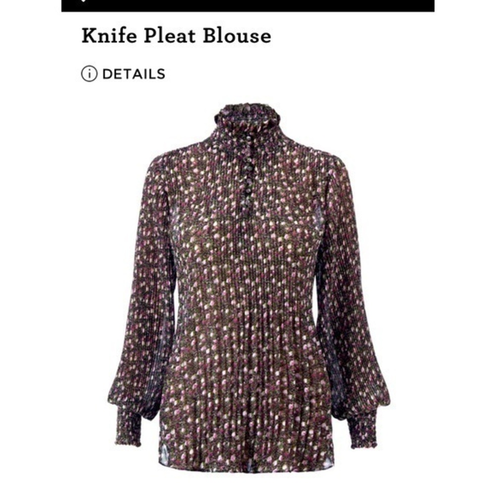 Cabi Knife Pleat Blouse / high neck floral pleated chiffon/ #3952/ sz Medium